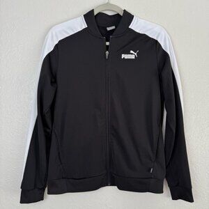 Puma black tricot lightweight white full zip track jacket S